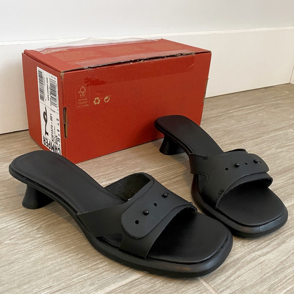 CAMPER Dina Black Leather Sandals
